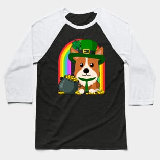 Corgi Rainbow Irish Clover St Patrick Day Dog Gift graphic Baseball T-Shirt